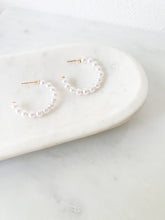 Load image into Gallery viewer, Large Pearl Gwen Hoops
